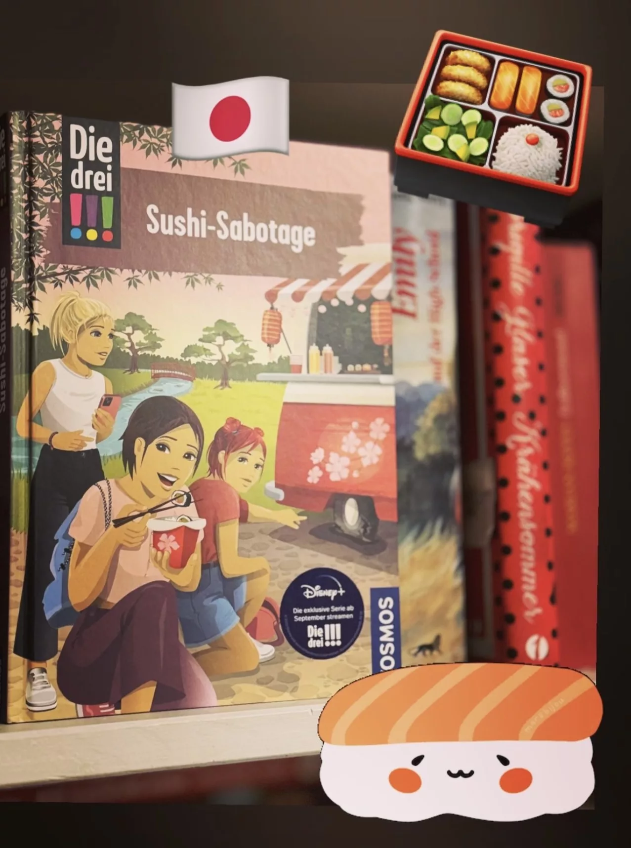 Buchcover mit den drei !!! die gerade Sushi essen