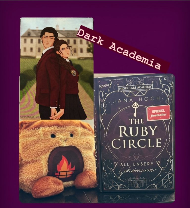 The Ruby Circle (1) - All unsere Geheimnisse 3 Das schwarz-lila Cover ist mit hübschen weißen Schnörkeln verziert.