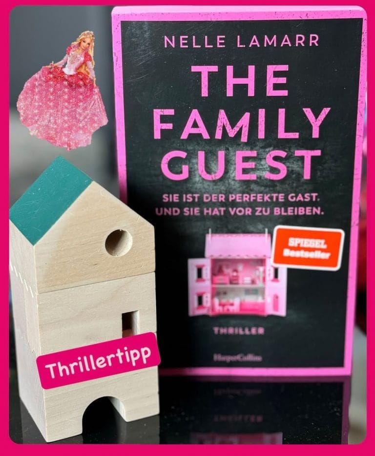 Das Cover hat einen knallpinken Rand und ein ebenfalls Pinkes Puppenhaus in der Mitte.